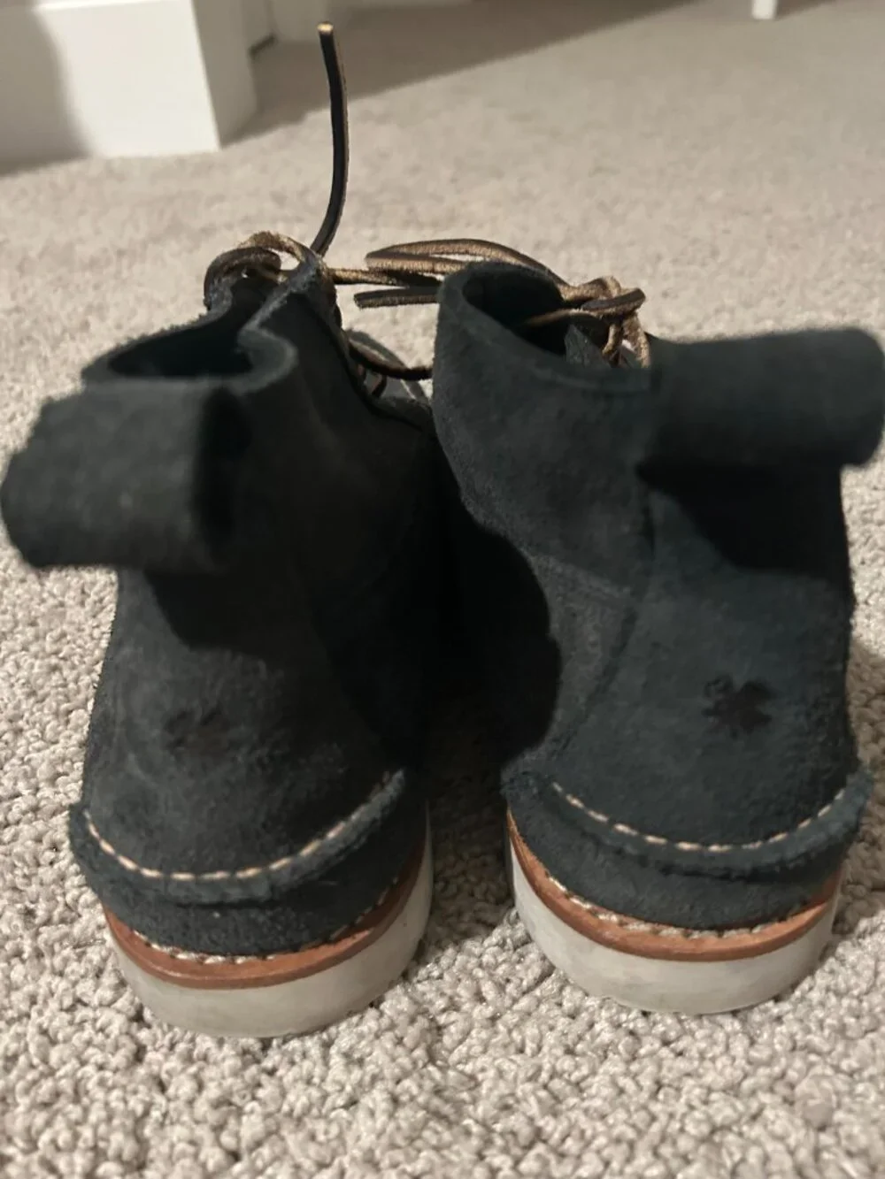 Lucky Brand Men's Suede Moc Toe Chukka Boots - Dark Navy Blue / Black 10.5